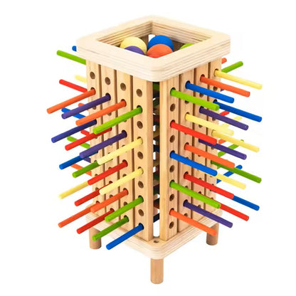 Montessori Wooden Kerplunk Style Stick & Ball Game – Educational Dice Toy for Ages 3–6