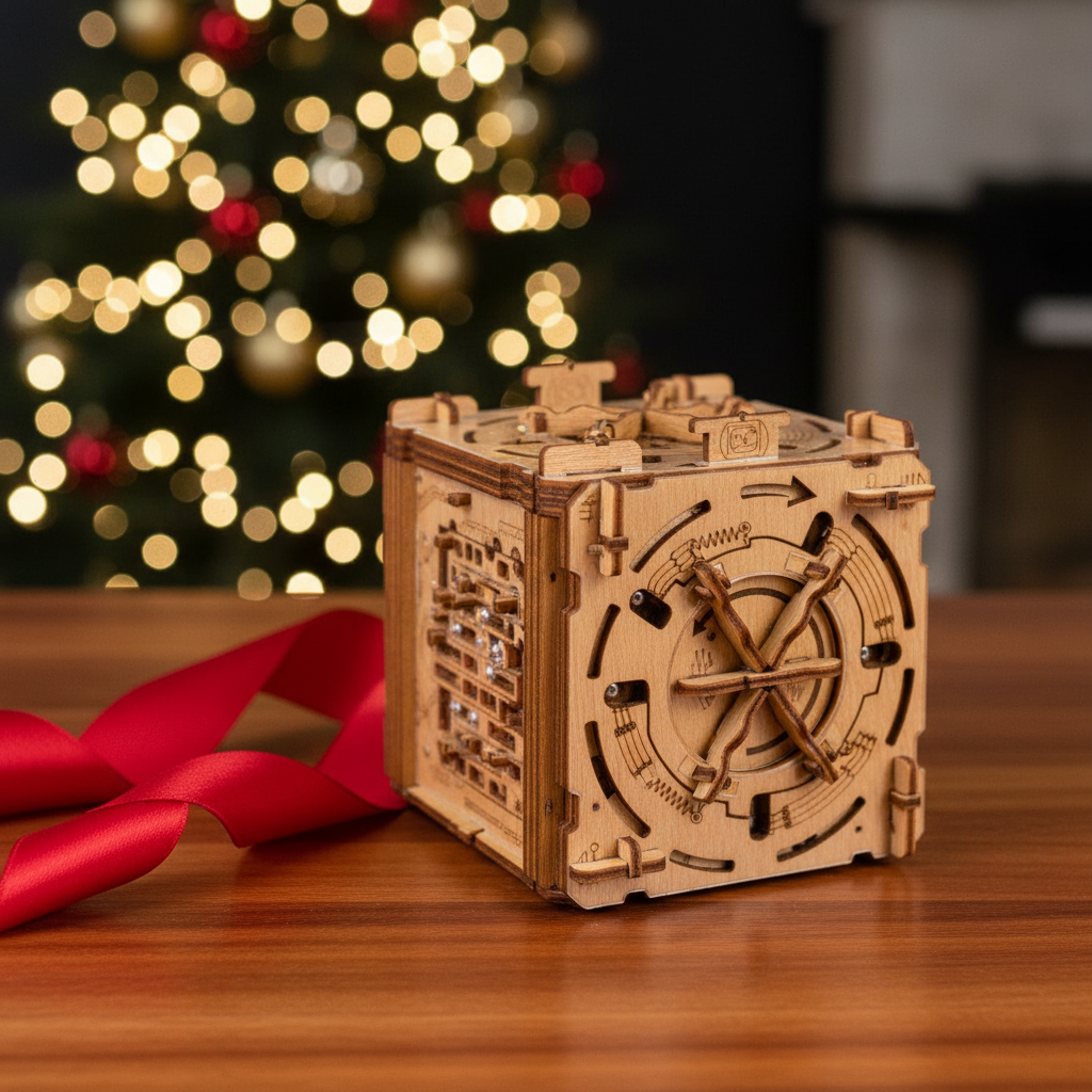 Cambridge Labyrinth Wooden Mechanical Puzzle Box with Acrylic Stand Mechanical Puzzle Box