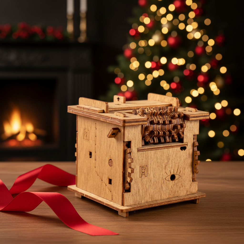 Schrödinger's Cat Wooden Mechanical Puzzle Box Mechanical Puzzle Box